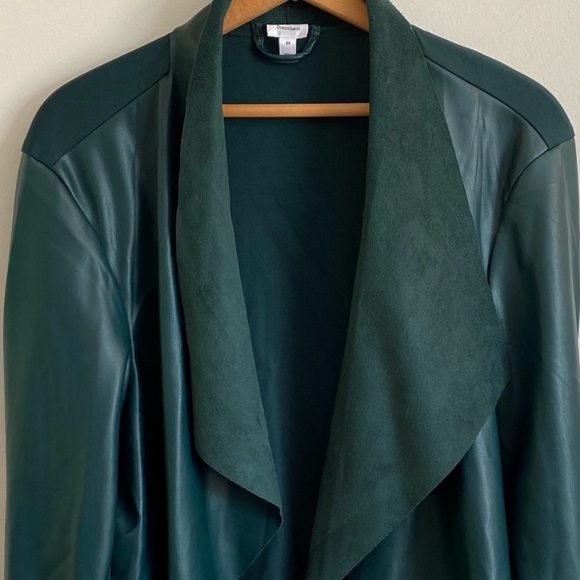 Dressbarn drapey green faux leather jacket size XL - Picture 3 of 6